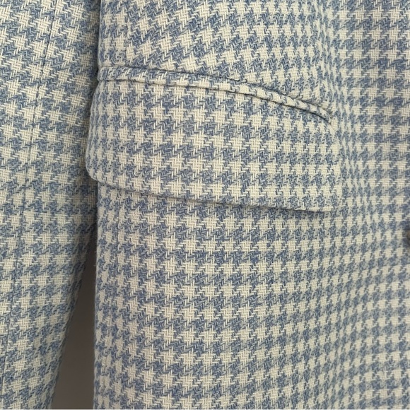 Ann Taylor The Petite Greenwich Blazer in Houndstooth Light Blue & White Size 10 - Picture 11 of 16